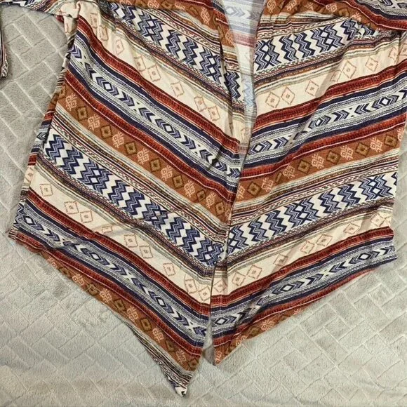Womens Large Lightweight Cardigan Shirt Open Front Colorful Aztec Geometric - Picture 5 of 12